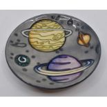 A Moorcroft Planets coaster designed by Vicky Lovatt, date 2000, 12cm diam, with box and sleeve
