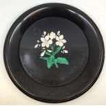 Derbyshire Ashford Marble - a large 19th century Derbyshire black marble circular dish, inlaid