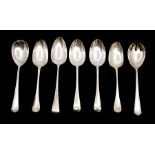 A collection of silver table spoons to include:  A pair of Old English, by James Dixon & Sons,