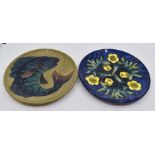 Moorcroft: 2 Moorcroft year plates 1989 'Carp' pattern, no 69/250 and 1990 'Buttercup' pattern, no