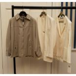 ****** ITEM LOCATION BISHTON HALL********** 2 Cream fine wool blazers, the one with lapels is a size