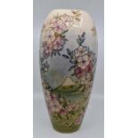 Moorcroft: A Moorcroft 'Spring Blossom' vase with Mount Fuji. Height approx 36cm. Marks to base.