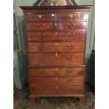 ****** ITEM LOCATION BISHTON HALL********** A George III mahogany chest on chest, circa 1790,