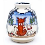 A Moorcroft Woodland Story vase designed by Nicola Slaney, date: 11/10/2016, trial piece, 9cm