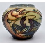 Moorcroft:A contemporary Moorcroft pottery vase, of ovoid form, in the 'Trout' pattern designed by