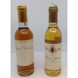Two (half) bottles of Sauternes one half bottle of Chateau Pinsan 1995 and one half bottle of