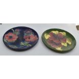 Moorcroft: 2 Moorcroft year plates 1982 'Anemone' pattern, no 6 and 1983 'Hibiscus' pattern, no