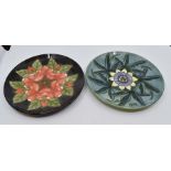 Moorcroft: 2 Moorcroft year plates 1991 'Tudor Rose' pattern, no 105/250 and 1992 'Passion Flower'