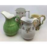 A collection of mainly Victorian ceramic and earthenware jugs, factories include Minton, Worcester