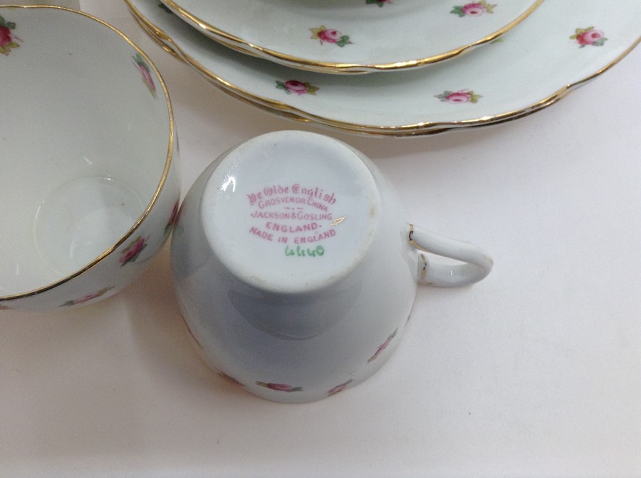 A Jackson & Gosling "Ye Olde English" Grosvenor china pattern no: 4440 (pink) part teaservice to - Image 2 of 2