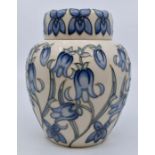 Moorcroft: A Moorcroft trial ginger jar in 'Bluebell' pattern. Height approx 16cm. Marks to base and