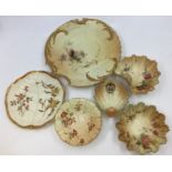 A collection of Royal Worcester blush ivory to include: plate pattern no 1427, Reg No: 142784 puce