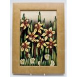 A Moorcroft Daffodils and Snowdrops plaque, dated 18/03/2008, approx 8 x 6" Condition Report: good