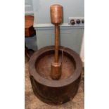 ****** ITEM LOCATION BISHTON HALL********** An 18th/19th Century giant carved oak mortar, height