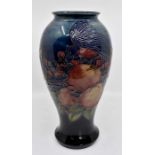 A Moorcroft Finch blue vase, silver line, designed by Sally Tuffin, circa 1990, approx 12.5" high