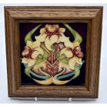 A Moorcroft Royal Gold plaque designed by Rachel Bishop, limited edition, trial design, 4 x 4 "