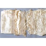 2 Italian cream brocade double bed covers - the embossed design is of fruits, flower foliage and
