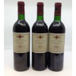 Three bottles of Chateau Bel-Air (Appelation Pomerol Controlee) 1992 (3 x 75cl)