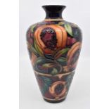 A Moorcroft Garnet and Apple vase designed by Rachel Bishop, date 2012, 25cm high with box and cover