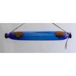 An early 19th Century Bristol blue glass rolling pin of Napoleonic interest, gilt motto  - Success