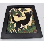 A Moorcroft Black Cat plaque designed by Rachel Bishop, circa 2104, signed, numbered 3/3, approx