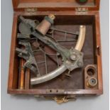 A cased Hezzanith sextant, National Physical Laboratory certificate to the inner lid, Heath & Co and