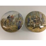 Two Prattware pot lid cover and bases to include: "Dr Johnson", after painting by E M Ward, Dr