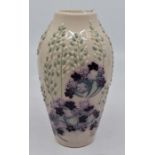A Moorcroft Purple Flowers and Lavender Stalks vase designed by Vicky Lovatt, date 2017, 14cm high