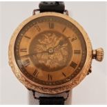 An 18ct. gold Swiss wrist watch, manual movement stamped S.S & Co. (Stauffer, Son & Co), having