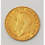 A 1914 George V gold half sovereign, London mint.