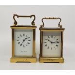 A Mappin & Webb Ltd gilt brass carriage clock, height exc.handle 11.2cm, together with an unnamed