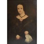 American Naive School (20th century), a three quarter length portrait study of a lady in mourning