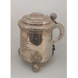 **AWAY**A substantial late 19th century Swedish lidded silver presentation tankard, by Mollenborg (