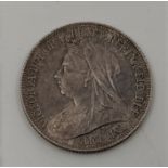 Great Britain: An 1897 Victoria "Veiled head" silver shilling.