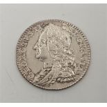 A 1758 George II silver sixpence, old laureate bust, (EF)