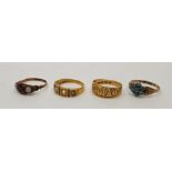 Four various Victorian gold rings: to include; a Victorian 18ct. gold ring, engraved letters and