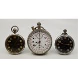 A Jaeger le Coultre WW2 military issue G.S.T.P. pocket watch, crown wind, cal.467, having Black