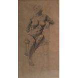 Attributed to George Charlton NEAC (1899-1979), "Seated nude", pencil on paper, image 27.5cm x 14.