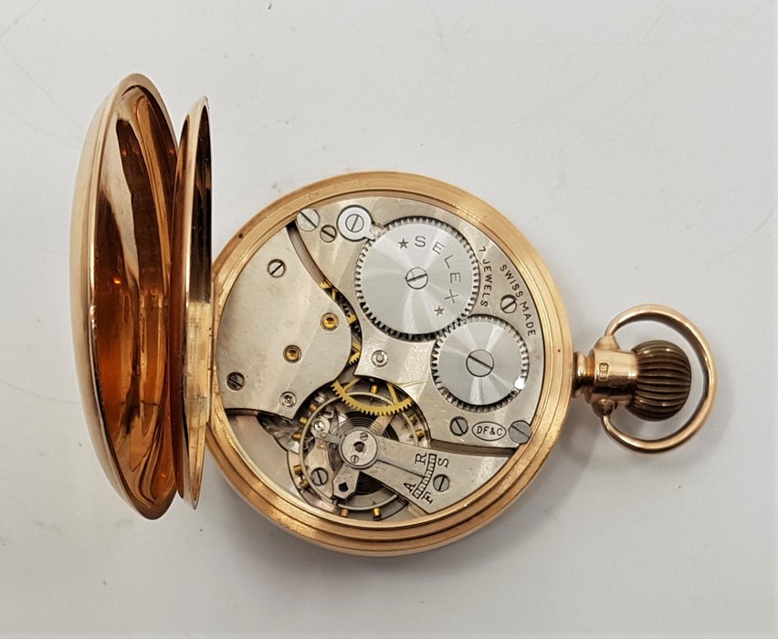 A 9ct. gold pocket watch, crown wind, having white enamel Roman numeral dial with subsidiary - Image 2 of 5