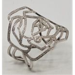 A Gavello (Italy) 18ct. white gold and diamond set cuff bracelet, set numerous round cut diamonds (