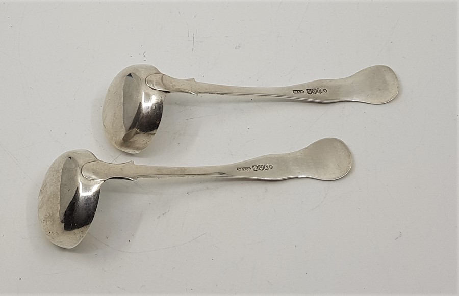 A pair of Scottish Victorian Kings pattern silver sauce ladles, by Marshall & Sons, Edinburgh - Image 2 of 3