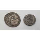 Roman Empire: Two silver denarius: Septimius Severus (193-211), and Philip I (244-249), together