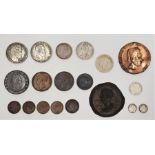 A small collection of coins, to include: World coins: An 1842 French Louis Philippe I 5 francs, an