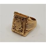 A 14ct. gold and ruby set gentleman's navy emblem ring, cast and engraved capstan wheel and anchor