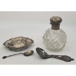A collection of silver and silver plated items, to include; a Victorian silver bon bon dish, by