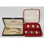 A pair of Norwegian sterling silver gilt and cloisonne enamel spoons, length 13.5cm, in fitted case,