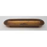 RAF/Fountain pen Interest: An Ortner & Houle brass pen tray, with applied silver and enamel RAF