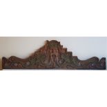 A 19th century Scandnavian carved and painted panel, length 124cm.