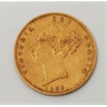 An 1866 Victoria "Young bust" gold half sovereign, rev. shield, London mint, die no.24.