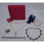 **WITHDRAWN**A Pia silver and cultured pearl necklace with pendant heart, in box, together with a
